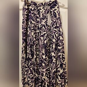 Beige Black and Purple Scrunch Skirt